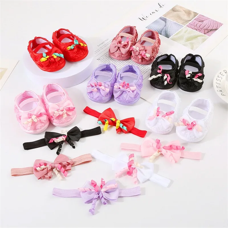 Cute Baby Girl Flats Bow Decor Non-Slip Soft Sole Newborn Crib Shoes First Walkers Footwear Summer Princess Shoes with Headband
Cute Baby Girl Flats Bow Decor Non-Slip Soft Sole Newborn Crib Shoes First Walkers Footwear Summer Princess Shoes with Headband