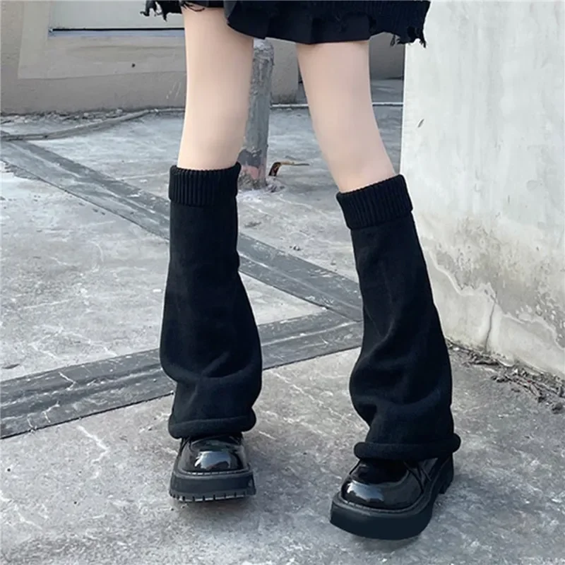 

Japanese Warm Long White Heap Cuffs Boot Y2k Cover Stocking Warmers Crochet Leg Winter Boot Socks Knitted Black Flared Heap Foot