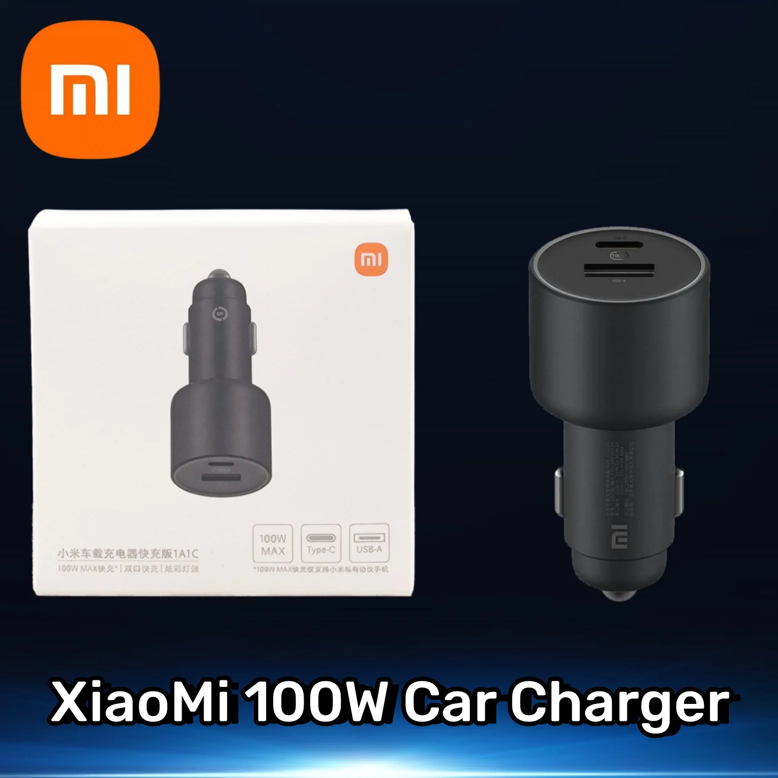 

RedMi Note 11 Car Charger XiaoMi Original 100W 1A1C Dual Usb Fast Charging For Mi 10 11 12 Poco F3 M3 X3 X5 Pro C to C 6A Cable