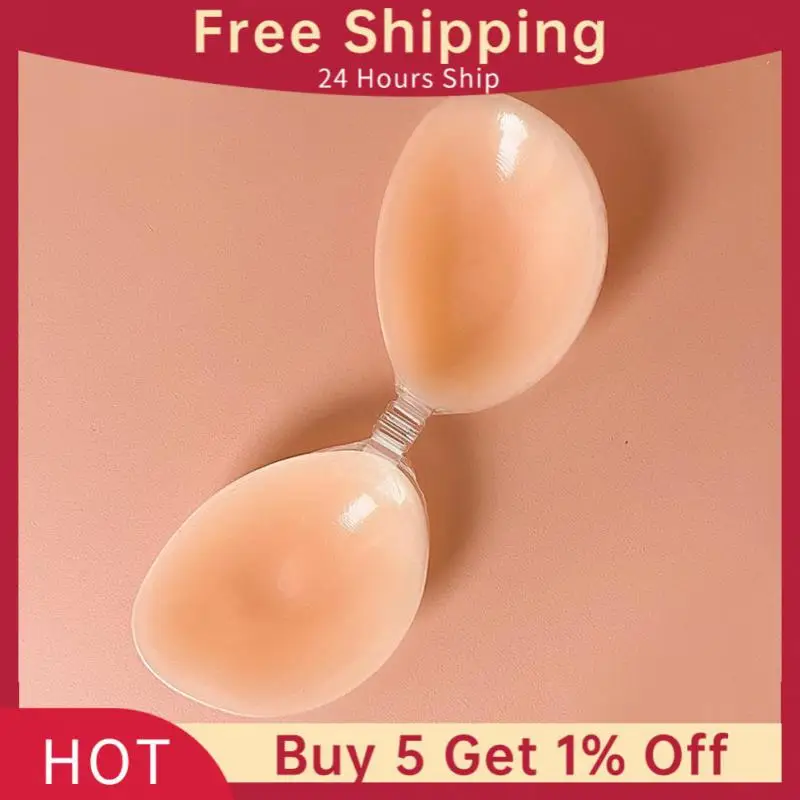 

Women's Silicone Bra Small Bust Thickened Wedding Gathering Upper Support Thin Sling Summer Invisible Bra Backless Nipple Cover