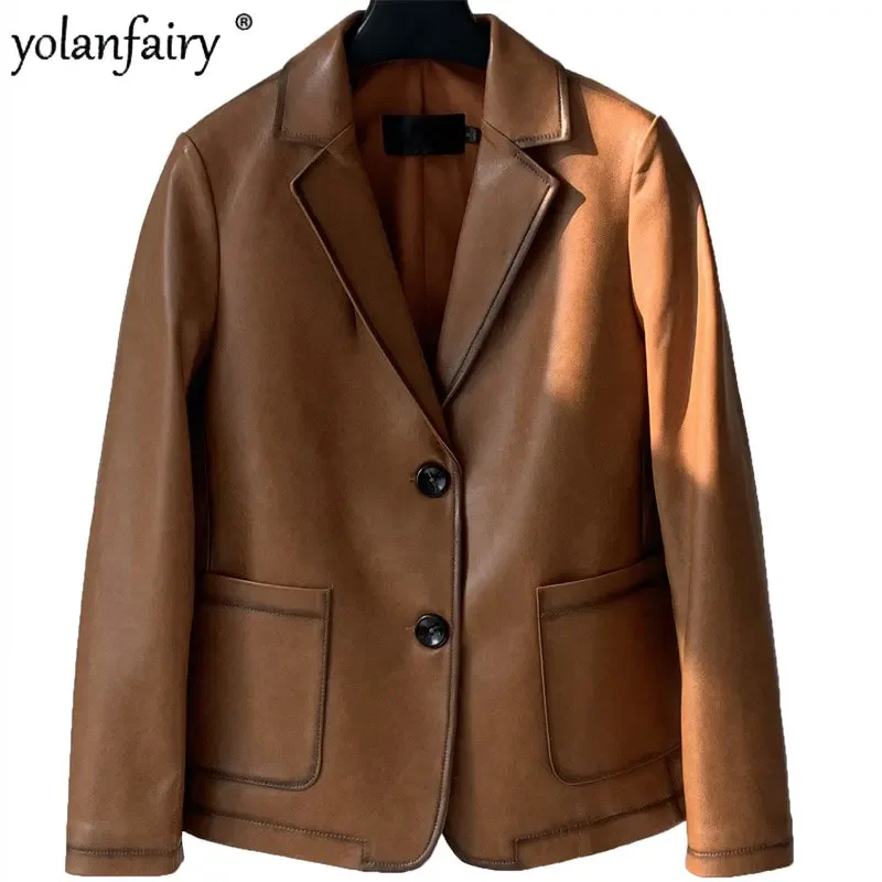 Genuine Leather Jacket Women Vintage Oil Wax Leather Suit Real Leather Women's Sheepskin Coat Trend Clothing Female Veste Femme 
Genuine Leather Jacket Women Vintage Oil Wax Leather Suit Real Leather Women's Sheepskin Coat Trend Clothing Female Veste Femme