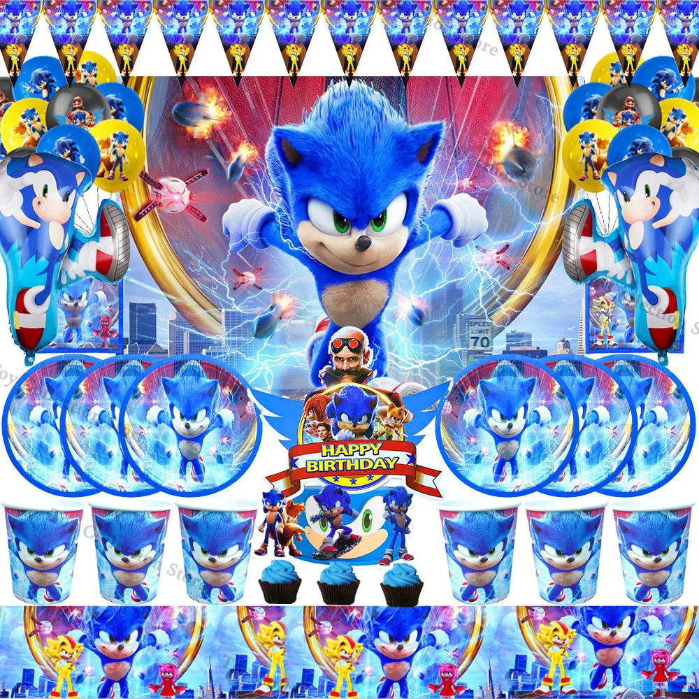 

Game Soniced Lightning Hedgehog Children Birthday Party Decoration Scene Layout Family Event Toy Gift Party Supplies Paper Plate