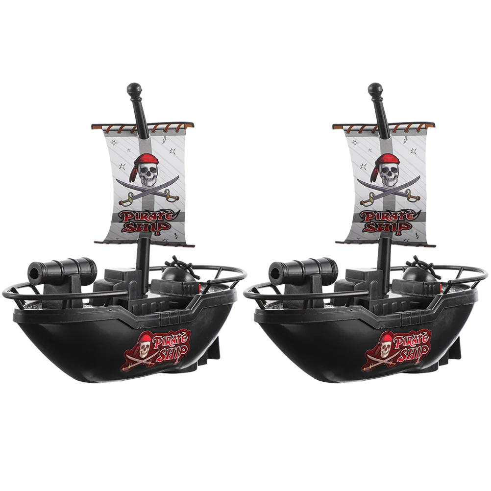 

2 Pcs Toy Boat Pirate Ship Models Children Swimming Toys Bath Kids Tub Water Plaything Ocean Electric Take Figures