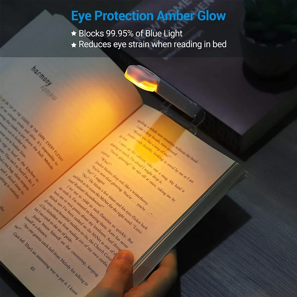 

LED USB Rechargeable Book Reading Light Brightness Adjustable Eye Protection Clip Book Light Portable Bookmark Read Light