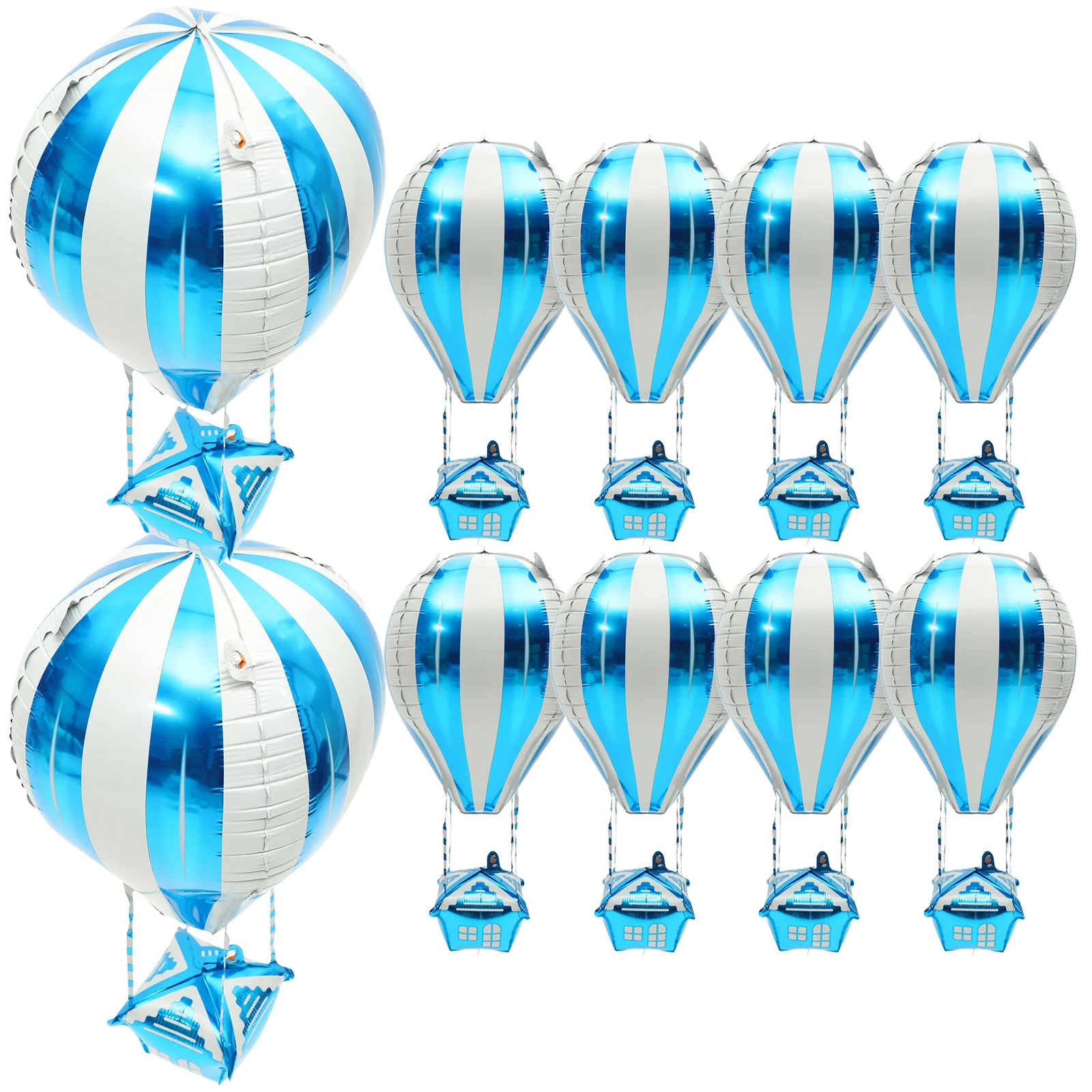 

10 Pcs Airplane Hot Balloon Baby Christmas Ornaments Wall Decors Aluminum Film Foil