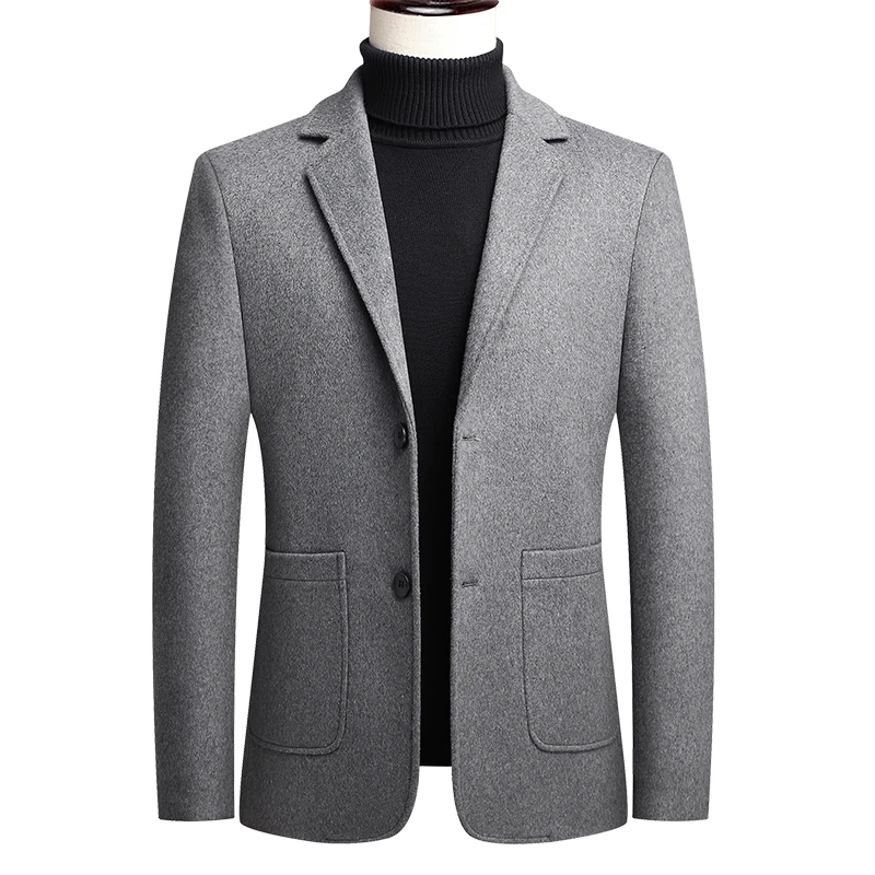 

Men Wool Blazers Black Gray Khaki Sheep Wool Suit Jackets Spring Autumn Winter Business Casual Woolen Outfits Gentlemen Attire