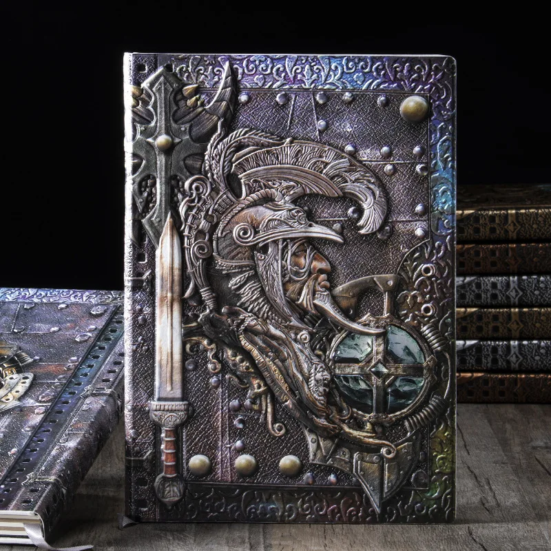 

Vintage 3D Embossed god of war A5 Notebook Hardcover PU Cover 100 Sheets/Book Horizontal Line Page Office Learning Diary QP-82