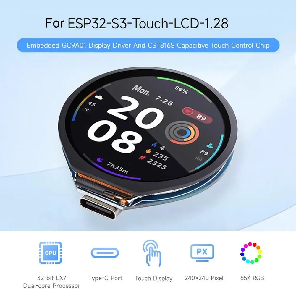 Esp32-s3 макетная плата 1,28 дюйма Круглый ЖК-гироскоп/акселерометр дисплей датчики экран W4f4
Esp32-s3 макетная плата 1,28 дюйма Круглый ЖК-гироскоп/акселерометр дисплей датчики экран W4f4