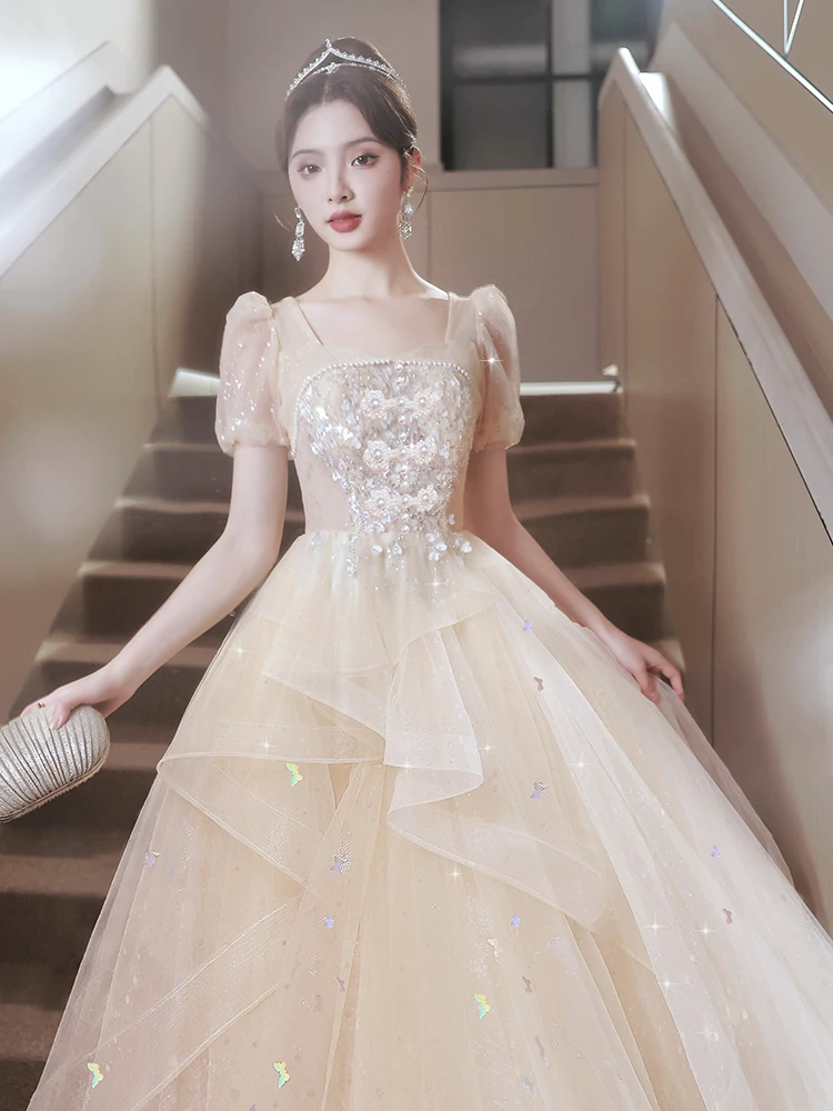 LAMYA Fashinable Champagne Long Ball Gown Prom Dresses Elegant Boat Neck Lace Applique Cocktail Dress Vestido De Fiesta
LAMYA Fashinable Champagne Long Ball Gown Prom Dresses Elegant Boat Neck Lace Applique Cocktail Dress Vestido De Fiesta