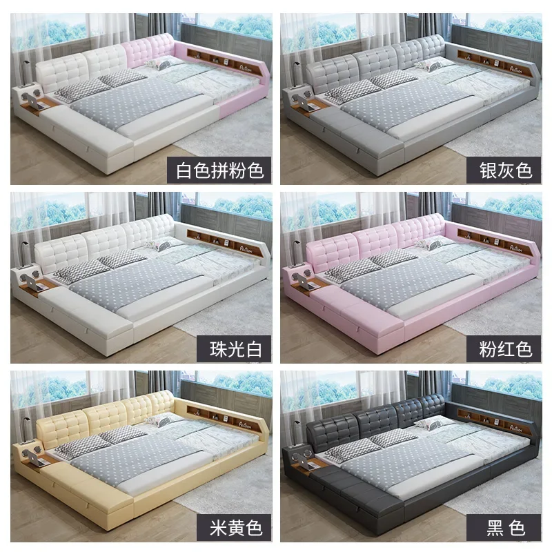 Multi-functional tatami mat parent-child bed, leather bed, simple and modern master bedroom bed
Multi-functional tatami mat parent-child bed, leather bed, simple and modern master bedroom bed