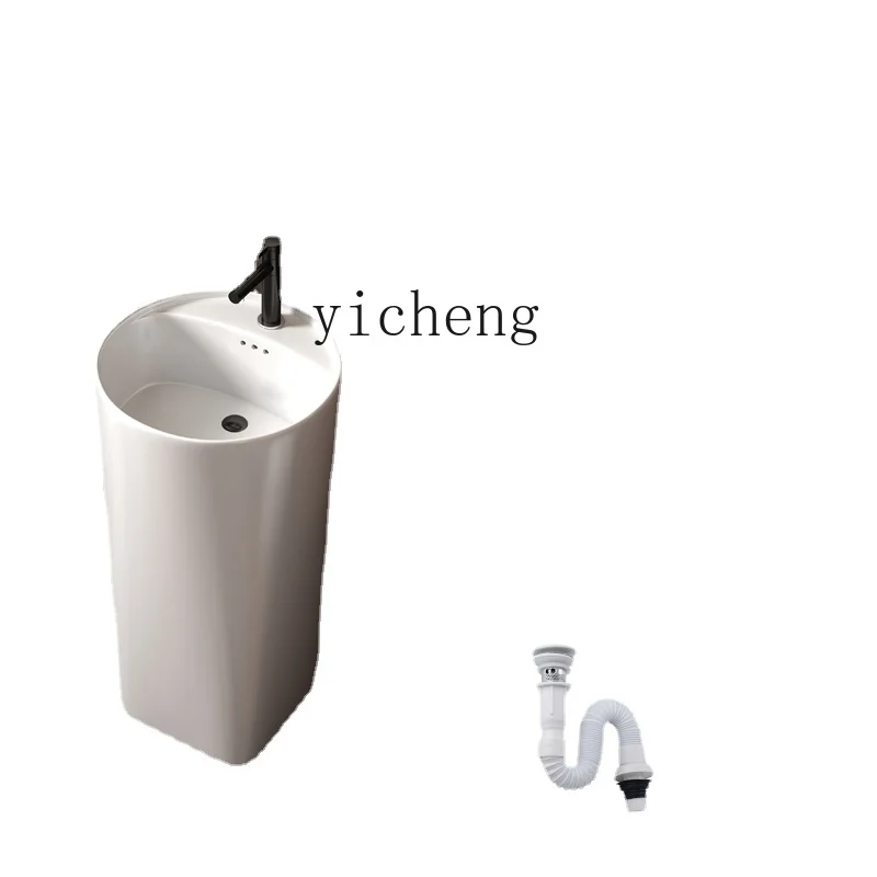 

YY Ceramic Pillar Basin Integrated Floor Bathroom Balcony Small Apartment Washbasin