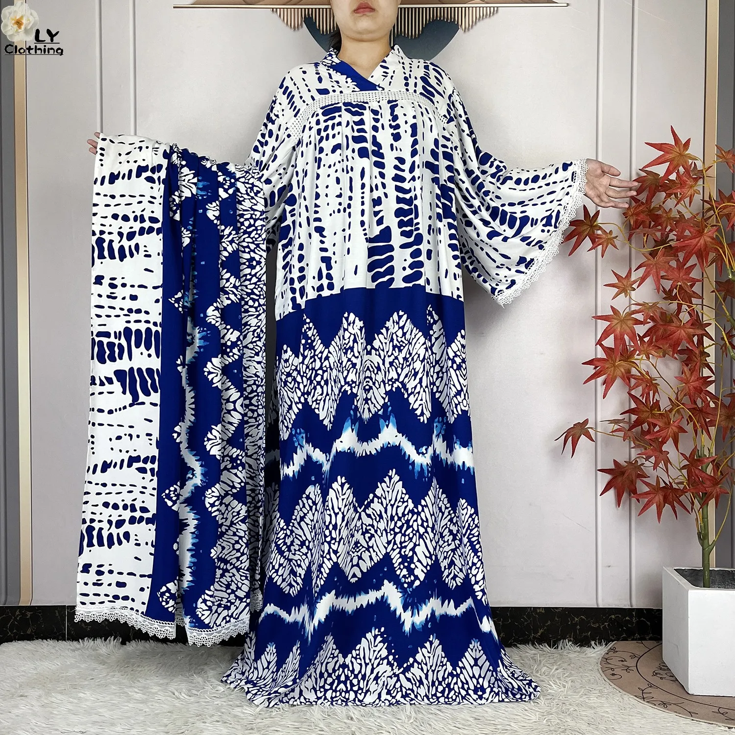 أحدث عباءة أفريقية لعام 2026 مطبوعة من القطن الخالص للنساء، فستان طويل فضفاض، أزياء دبي العصرية للعطلات والحفلات مع وشاح كبير أحدث عباءة أفريقية لعام 2026 مطبوعة من القطن الخالص للنساء، فستان طويل فضفاض، أزياء دبي العصرية للعطلات والحفلات مع وشاح كبير