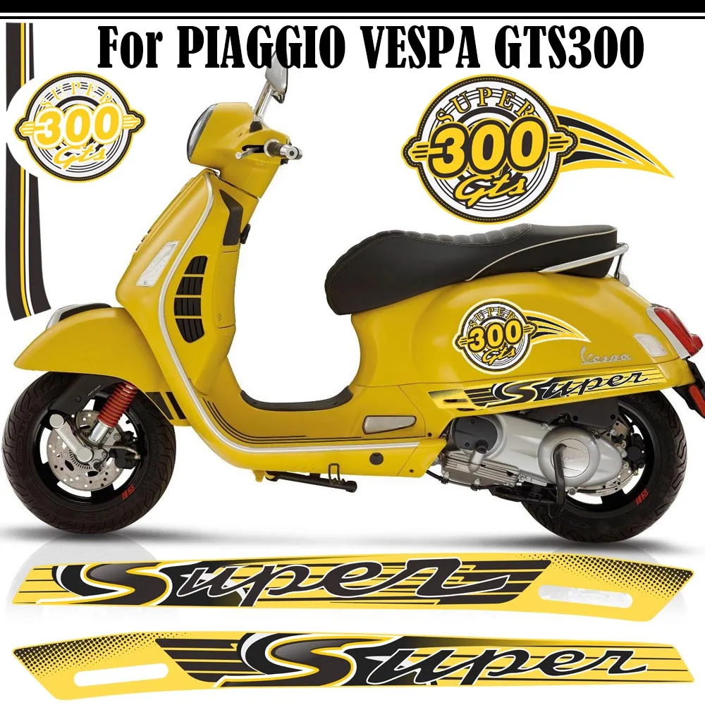 

For PIAGGIO VESPA GTS 300 GTS300 Sport Super Emblem Reflective Blue Color Motorcycle Body Shell Decal Stickers Fits