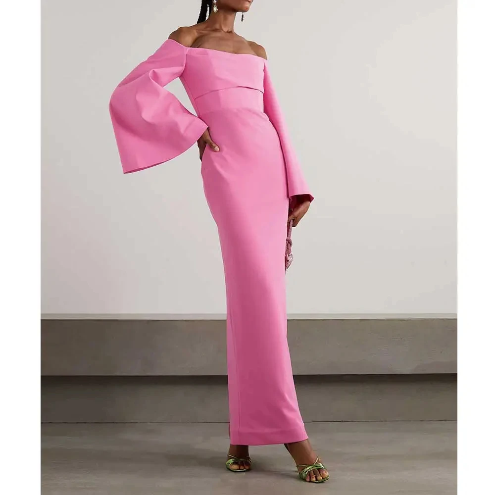 Elegant Evening Dresses Sexy Pink Off shoulder Ball Gown Prom Gowns With Floor-length A-LINE Long Sleeves Boat Neck فساتين سهره
Elegant Evening Dresses Sexy Pink Off shoulder Ball Gown Prom Gowns With Floor-length A-LINE Long Sleeves Boat Neck فساتين سهره