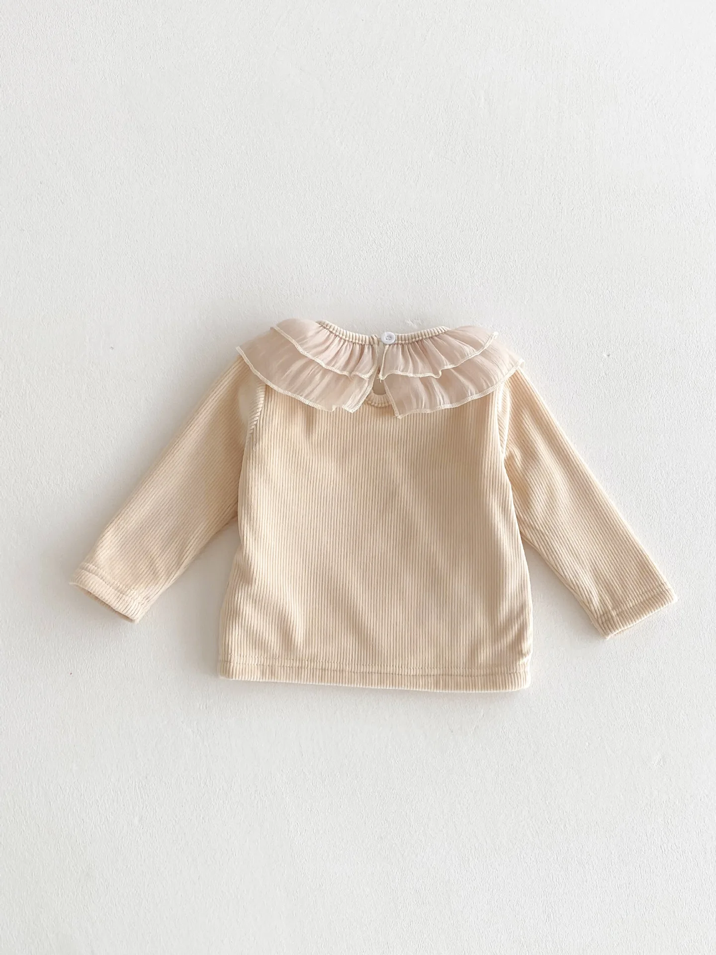 2025 Winter New Baby Girls Ruffle Collar Fleece Tees Infant Solid Bottoming Shirt Toddler Girls Plus Velvet Thick Warm Tops 22 S4c441023b1834e309bf309c48db699fdY