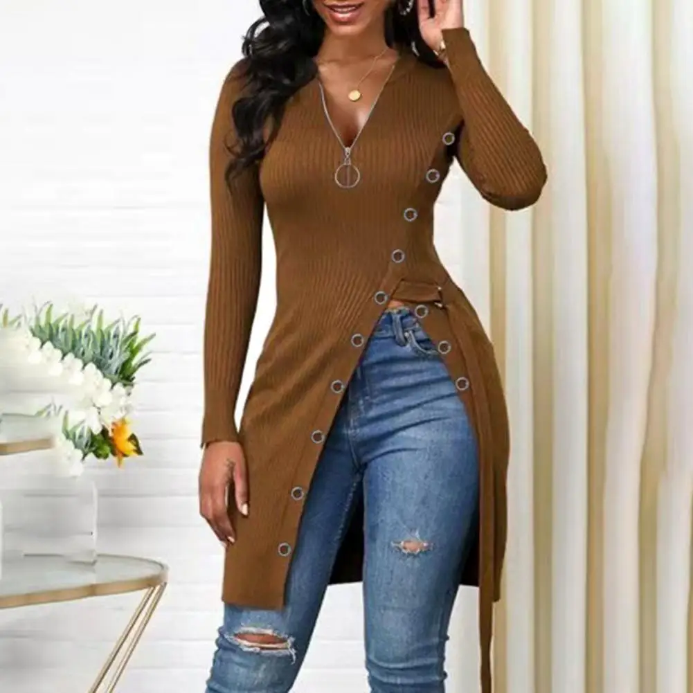 Waist Strap Top Elegant V Neck Long Sleeve Blouse with High Split Hem Waist Strap Women's Spring Fall Fashion Loose Fit Blouse
Waist Strap Top Elegant V Neck Long Sleeve Blouse with High Split Hem Waist Strap Women's Spring Fall Fashion Loose Fit Blouse