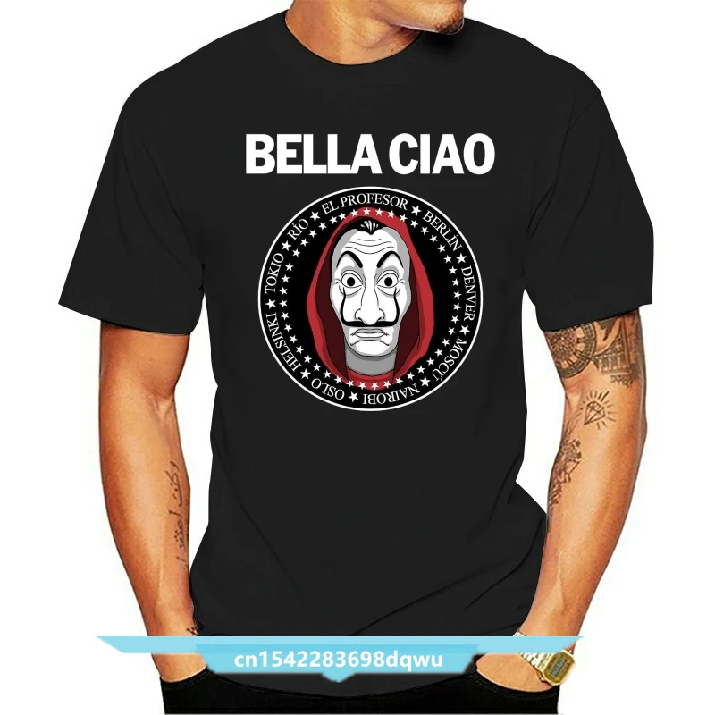 

Funny The Paper House Bella Ciao Man T Shirt 100% Cotton Mens Shirts Casual Collar T-shirt