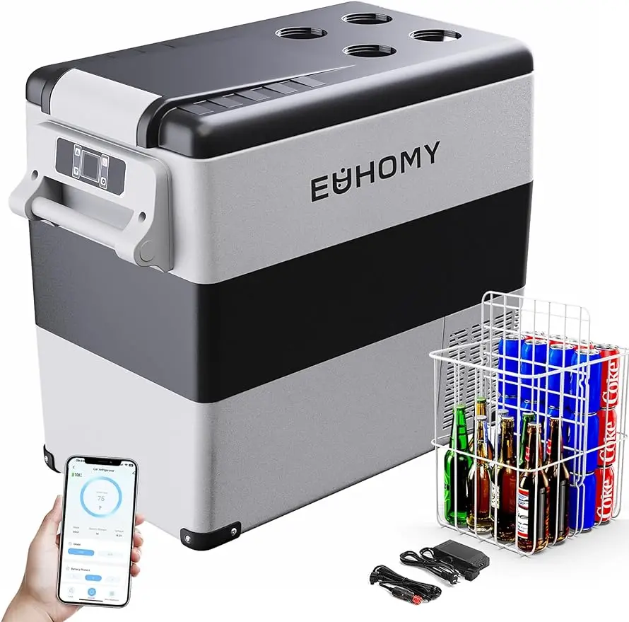 EUHOMY Car Refrigerator, 55Liter(59qt) RV Refrigerator with 12/24V DC & 110-240V AC, Portable refrigerator freezer fridge cooler
EUHOMY Car Refrigerator, 55Liter(59qt) RV Refrigerator with 12/24V DC & 110-240V AC, Portable refrigerator freezer fridge cooler