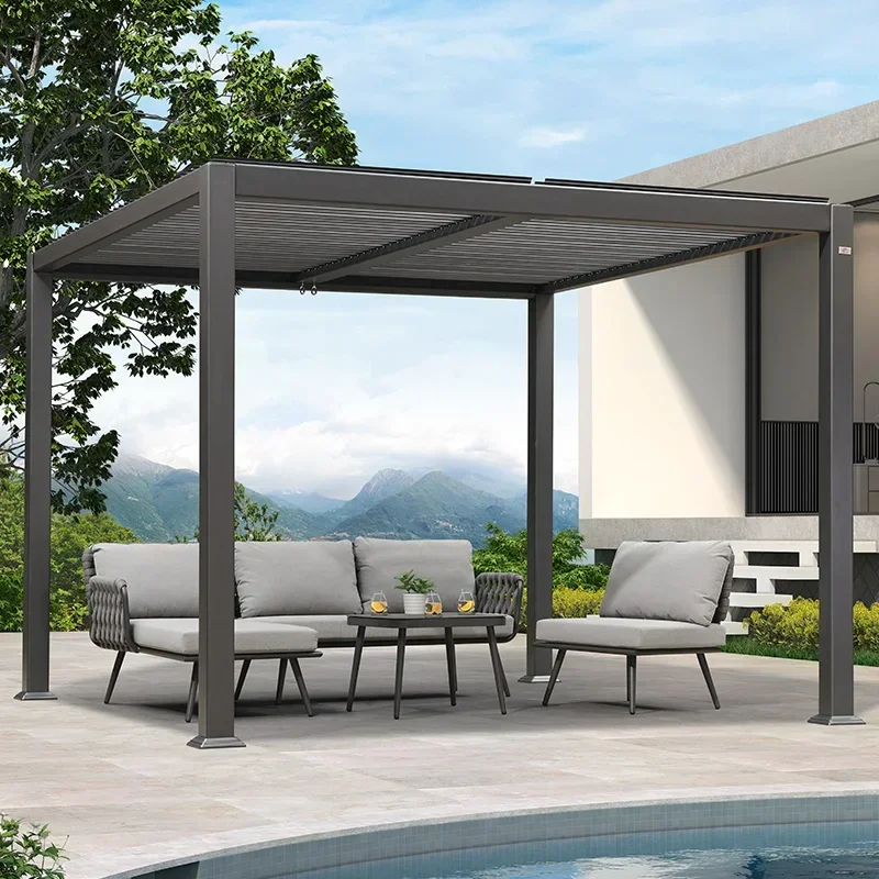 Customized courtyard pavilion, outdoor villa, aluminum alloy sunshade, modern simple rural garden, outdoor terrace pavilion 
Customized courtyard pavilion, outdoor villa, aluminum alloy sunshade, modern simple rural garden, outdoor terrace pavilion