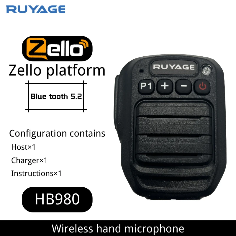 

Ruayge Walkie Talkie PTT 1000mAh Battery Bluetooth Microphone Wireless for Iphone andAndroid Phone Zello App,ZL20, ZL50, ZL60