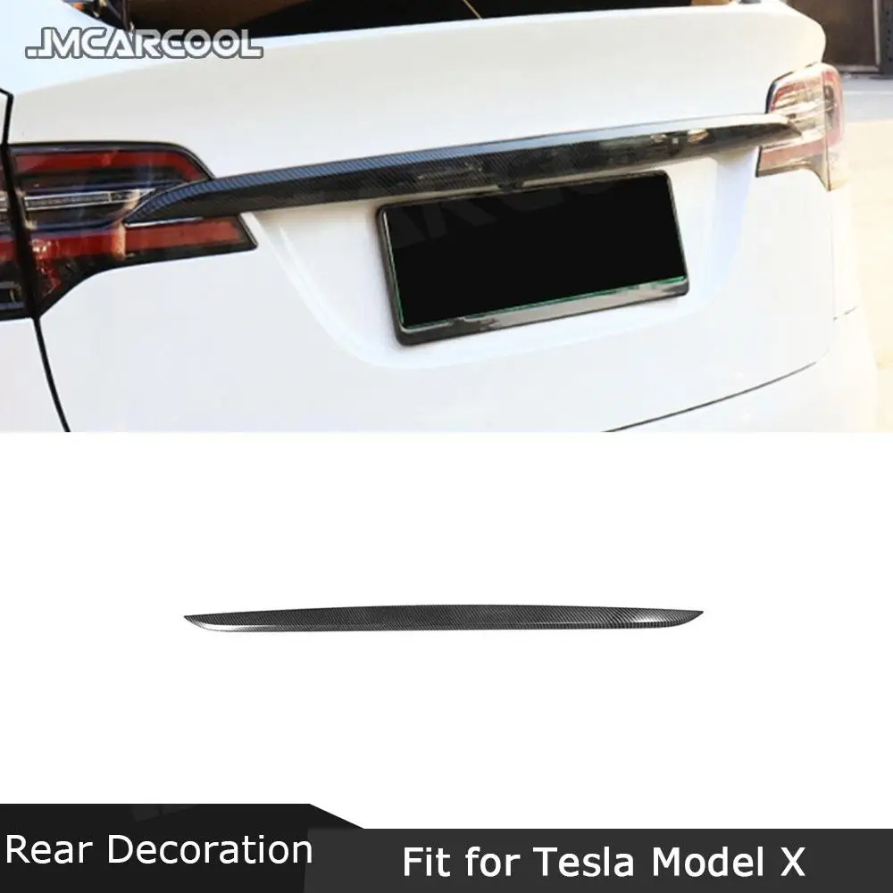 

Carbon fiber Material Rear Trunk Door Decoration Trim Cover Sticker For Tesla Model X SUV 2020 ABS Carbon look Auto Car Styling