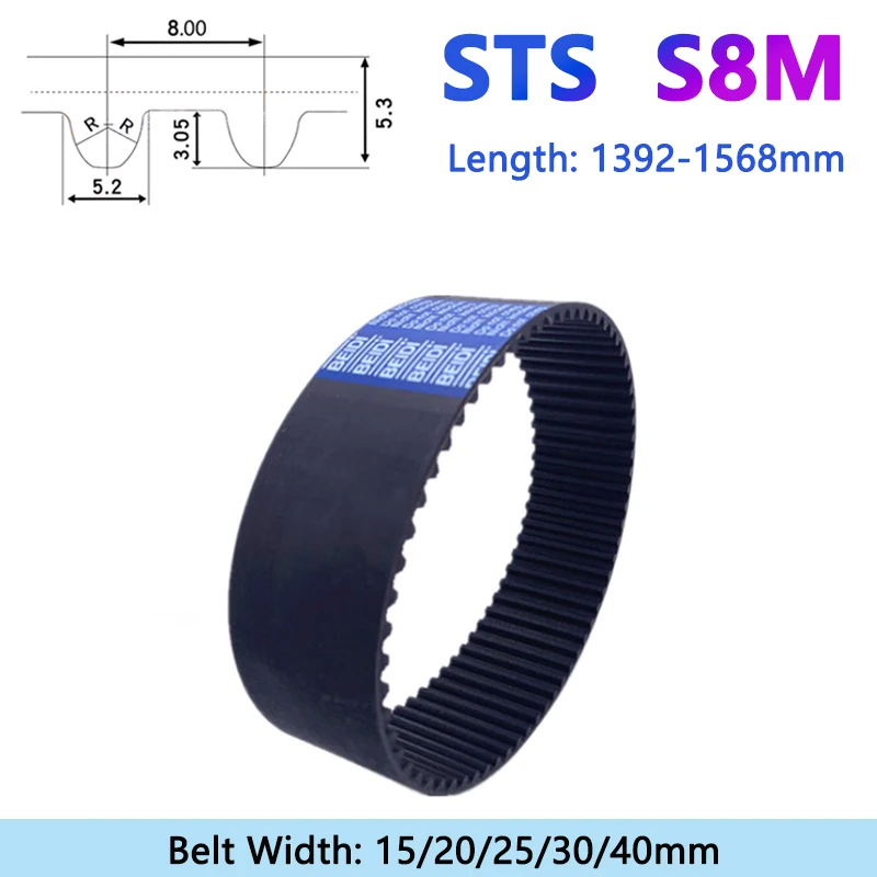 1pc STS S8M Synchronous Timing Belt Closed Loop Drive Belt Width 15 20 25 30 40mm Length 1392 1400 1424 1440 1480 1512-1568mm
1pc STS S8M Synchronous Timing Belt Closed Loop Drive Belt Width 15 20 25 30 40mm Length 1392 1400 1424 1440 1480 1512-1568mm
