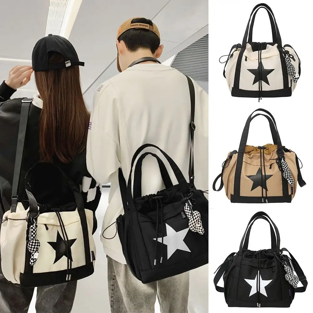 Nylon Large Capacity Shoulder Bag Cool Five-pointed Star Korean Style Y2K Crossbody Bag Handbag Drawstring Star Tote Bag Men
Nylon Large Capacity Shoulder Bag Cool Five-pointed Star Korean Style Y2K Crossbody Bag Handbag Drawstring Star Tote Bag Men