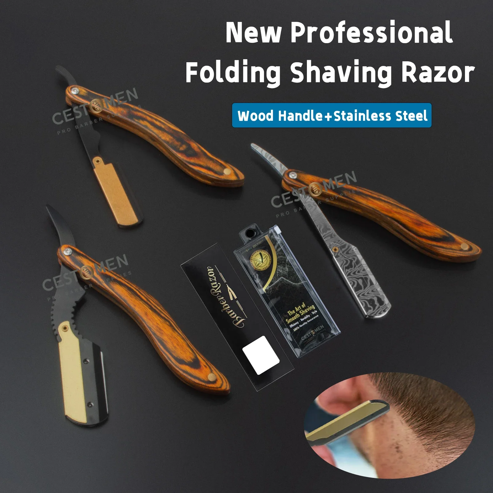 

NEW Professional Barber Manual Razor Haircut Beard Eyebrow Shaving Tool Depilation Straight Edge Razors Hairdresser Knife Holder