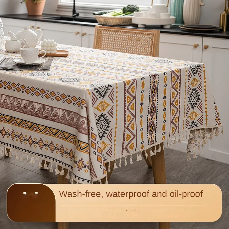 Table Cloth Bohemian Ethnic Style Dining Table Cloth Ins Camping Mat Waterproof and Oil Resistant Cotton Linen Printed 
Table Cloth Bohemian Ethnic Style Dining Table Cloth Ins Camping Mat Waterproof and Oil Resistant Cotton Linen Printed