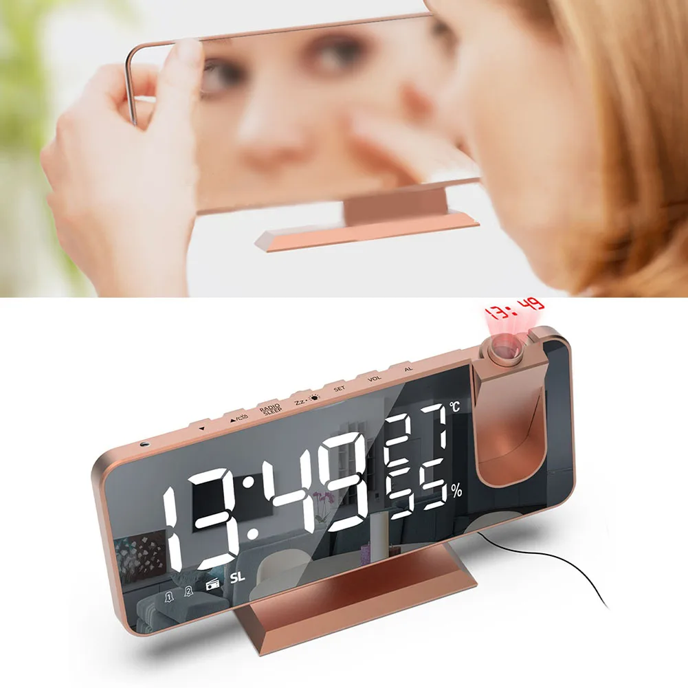 180° Rotation Projection Digital Alarm Clock Temperature& Humidity Night Mode Snooze Table Clock 12/24H USB Projector LED Clock
180° Rotation Projection Digital Alarm Clock Temperature& Humidity Night Mode Snooze Table Clock 12/24H USB Projector LED Clock