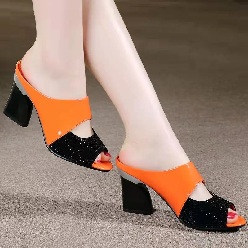 Women Sandals Square Heel 2023 Summer Shoes Woman Fashion Slides Cut - Out Open Toe Slip on Mothers Sandal Female Bling Slippers
Women Sandals Square Heel 2023 Summer Shoes Woman Fashion Slides Cut - Out Open Toe Slip on Mothers Sandal Female Bling Slippers