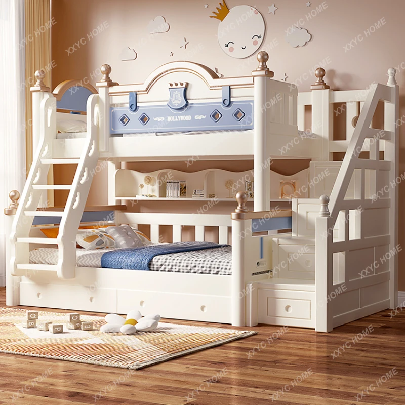 

Детская двухъярусная кровать из массива дерева многофункциональная двухъярусная кровать с регулируемой высотой двухъярусная кровать для родителей и детей Верхняя и нижняя двухъярусная кровать