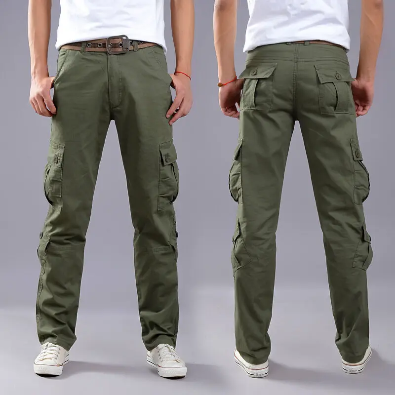 

Safari Style Straight Slim Casual Pants Men's Clothing Stylish Pockets Spliced Summer New Commute All-match Solid Color Trousers