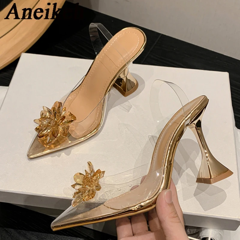 Модные женские туфли-лодочки Aneikeh с блестками и кристаллами, привлекательные туфли с острым носком на высоком каблуке, женские прозрачные сандалии из ПВХ, 35-41 
Модные женские туфли-лодочки Aneikeh с блестками и кристаллами, привлекательные туфли с острым носком на высоком каблуке, женские прозрачные сандалии из ПВХ, 35-41
