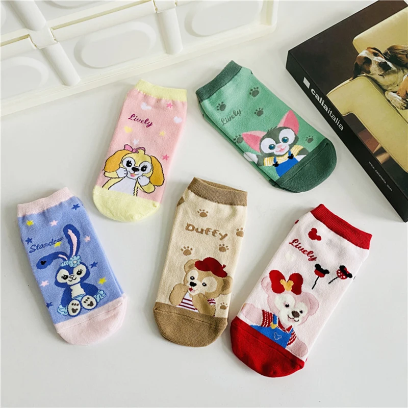 

Kawaii Disney Anime Sock Cute Gelatoni Shelliemay Stellalou Duffy Thickening Cartoon Sweet Leisure Short Socks Gift for Children