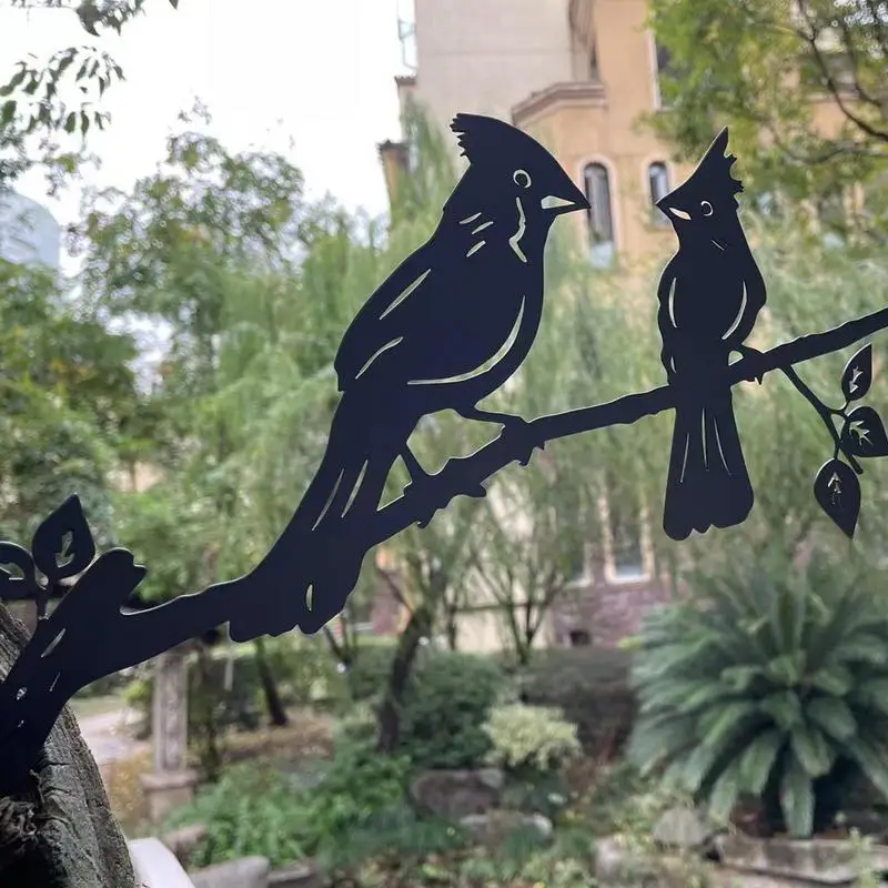

Metal Cardinal Bird Silhouette Wall Sculpture Birds On Branch Metal Wall Tree Art Decors For Home Garden Yard Backyard Outdoor