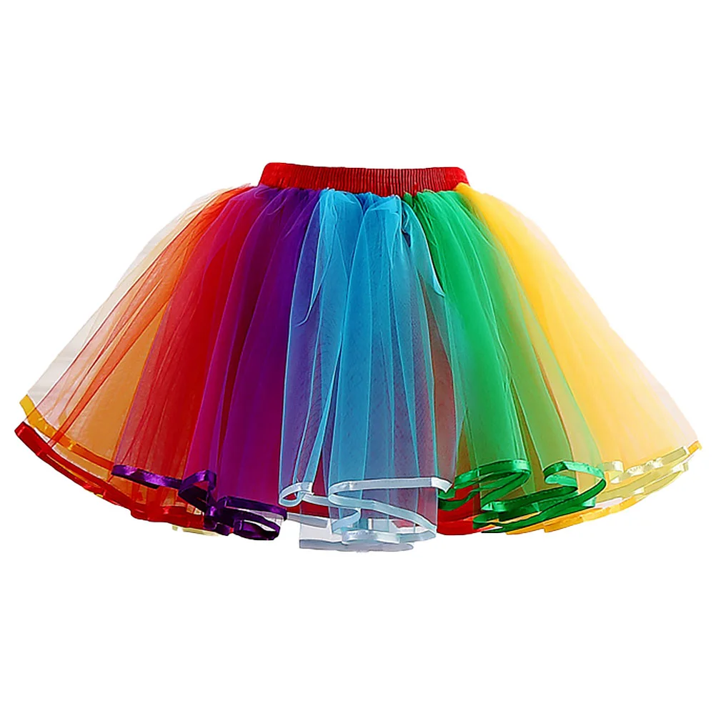

Rainbow Layered Dance Tulle Skirt Gauze Skirt Bubble Skirt Tutu Skirt Free Size
