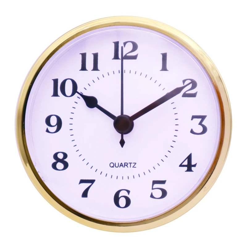 

Golden for Rim 90mm Clock Insert Embedded Mini Wall Clock for Head DIY Movement with Arabic Numerals Tools