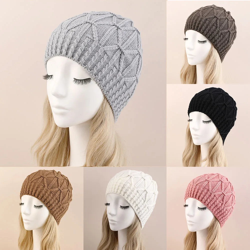 

Winter Hats for Woman New Beanies Knitted Brown Cute Hat Girls Autumn Female Beanie Caps Warmer Bonnet Ladies Casual Cap шапка