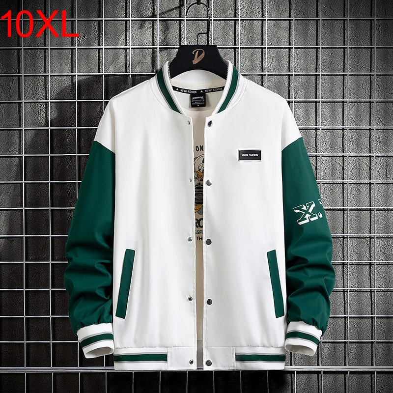 

10XL Plus Size Baseball Jacket Men Fashion Casual Patchwork Jacket Coat Male Varsity Jacket Coat Big Size 7XL 8XL 9XL