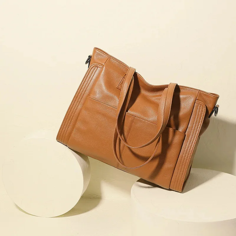 

Luxury Genuine Leather Female 100% Cowhide Shoulder Litchi Grain Crossbody Large Capacity Women's Handbag Tote Bag