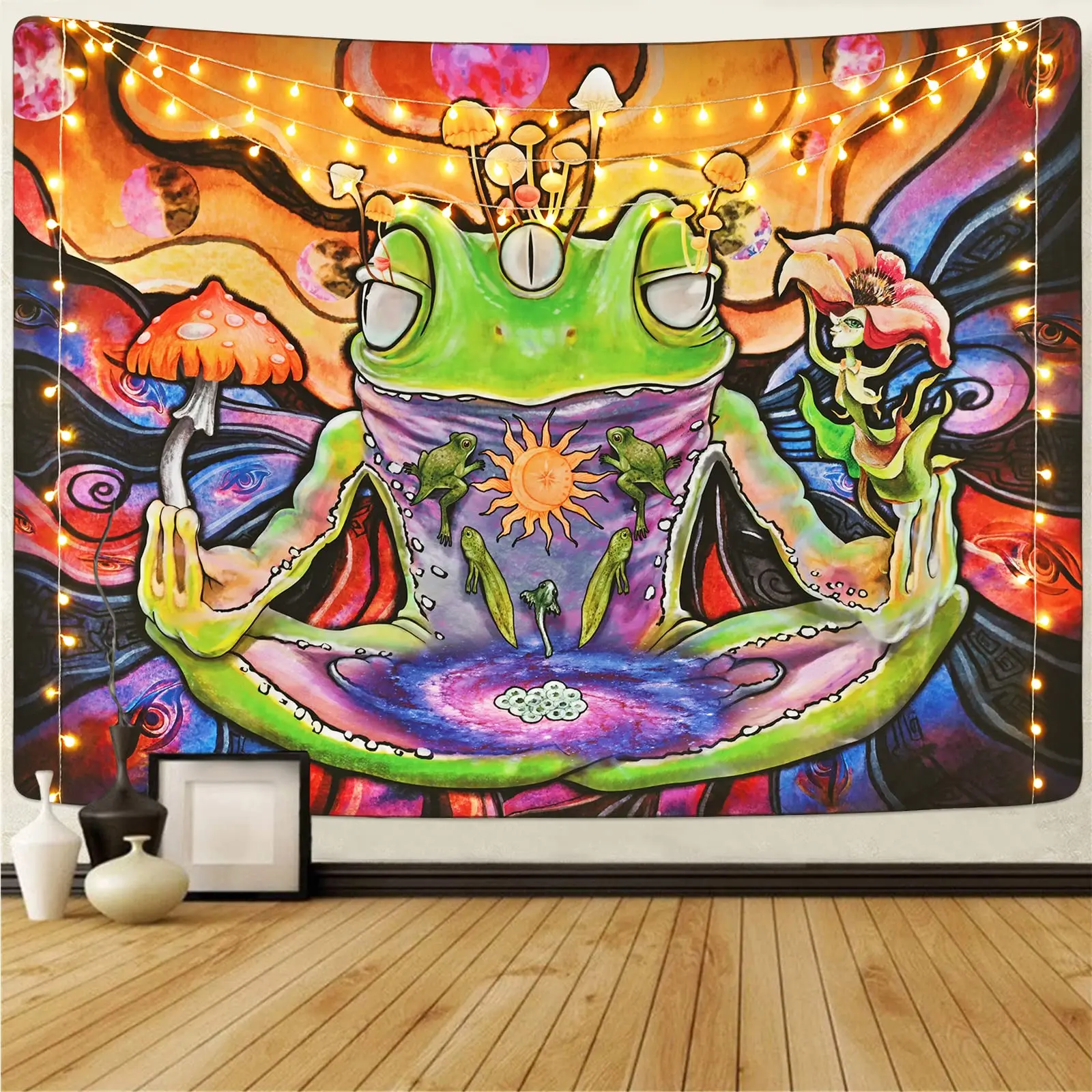 Frog Tapestry Mushroom Hippie Eyes Tapestries Abstract Mysterious Indian Buddhism Posture Wall Hanging Bedroom Living Room Decor
Frog Tapestry Mushroom Hippie Eyes Tapestries Abstract Mysterious Indian Buddhism Posture Wall Hanging Bedroom Living Room Decor