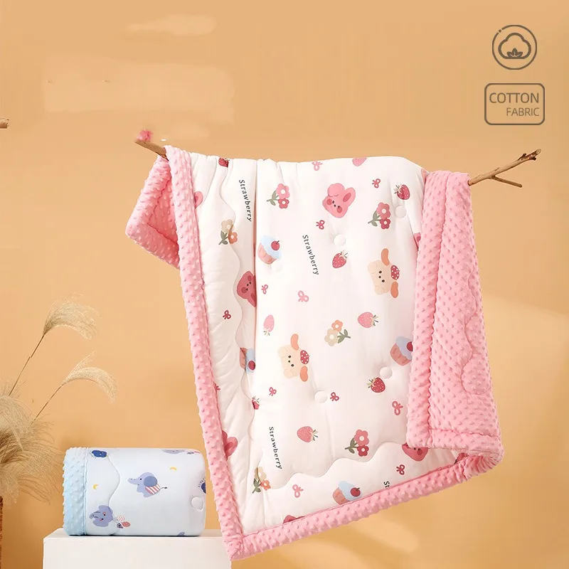 

Newborn Blanket Winter Cotton Soft Skin Thickening Baby Sleeping Mat Outdoor Stroller Windproof Warm Cartoon Printed Small Quilt