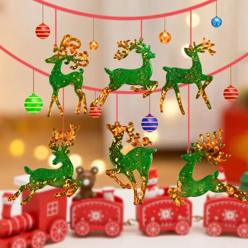 Christmas Elk Epoxy Resin Mold for Keychain Pendant Charms Silicone Mold DIY Resin Jewelry Making Tool Xmas Crafts Casting Mould Christmas Elk Epoxy Resin Mold for Keychain Pendant Charms Silicone Mold DIY Resin Jewelry Making Tool Xmas Crafts Casting Mould