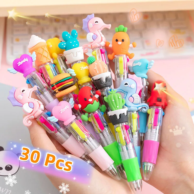 

30Pcs/Lot Cute 4 Colors Mini Ballpoint Pens Cartoon Cactus Fast Food Lovely Wings Kids School Office Supplies Multicolor Pen