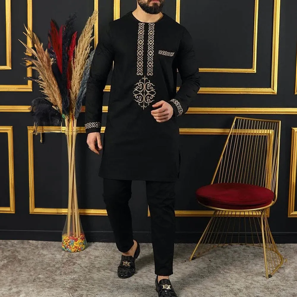 New 2Pc Set Men's Luxury Designer Clothing Full Pant Sets African Ethnic Traditional Outfit Dashiki Elegant Suits for Men Boubou
New 2Pc Set Men's Luxury Designer Clothing Full Pant Sets African Ethnic Traditional Outfit Dashiki Elegant Suits for Men Boubou