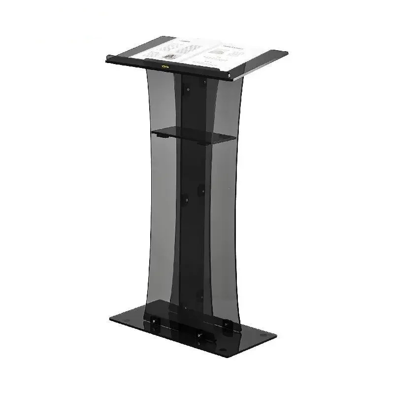 

VEVOR 47" Clear Podium Stand Floor-Standing Acrylic Lectern W/ Reading Surface & Storage Shelf For Church Office School