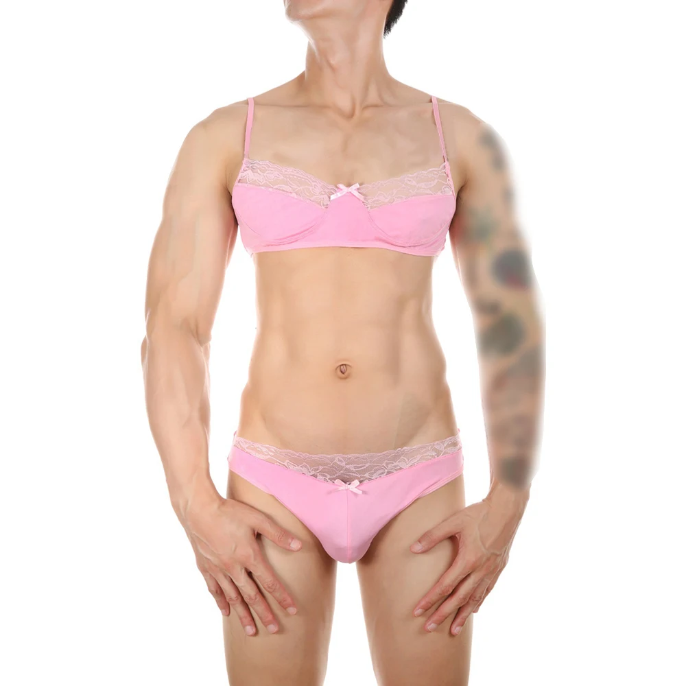 Men Sissy Sexy Underwear Bra Top Panties Set Gay Bodysuit Lace G-String Bikini Nightwear Adjustable Wire-Free Bra Tops Lingerie
Men Sissy Sexy Underwear Bra Top Panties Set Gay Bodysuit Lace G-String Bikini Nightwear Adjustable Wire-Free Bra Tops Lingerie