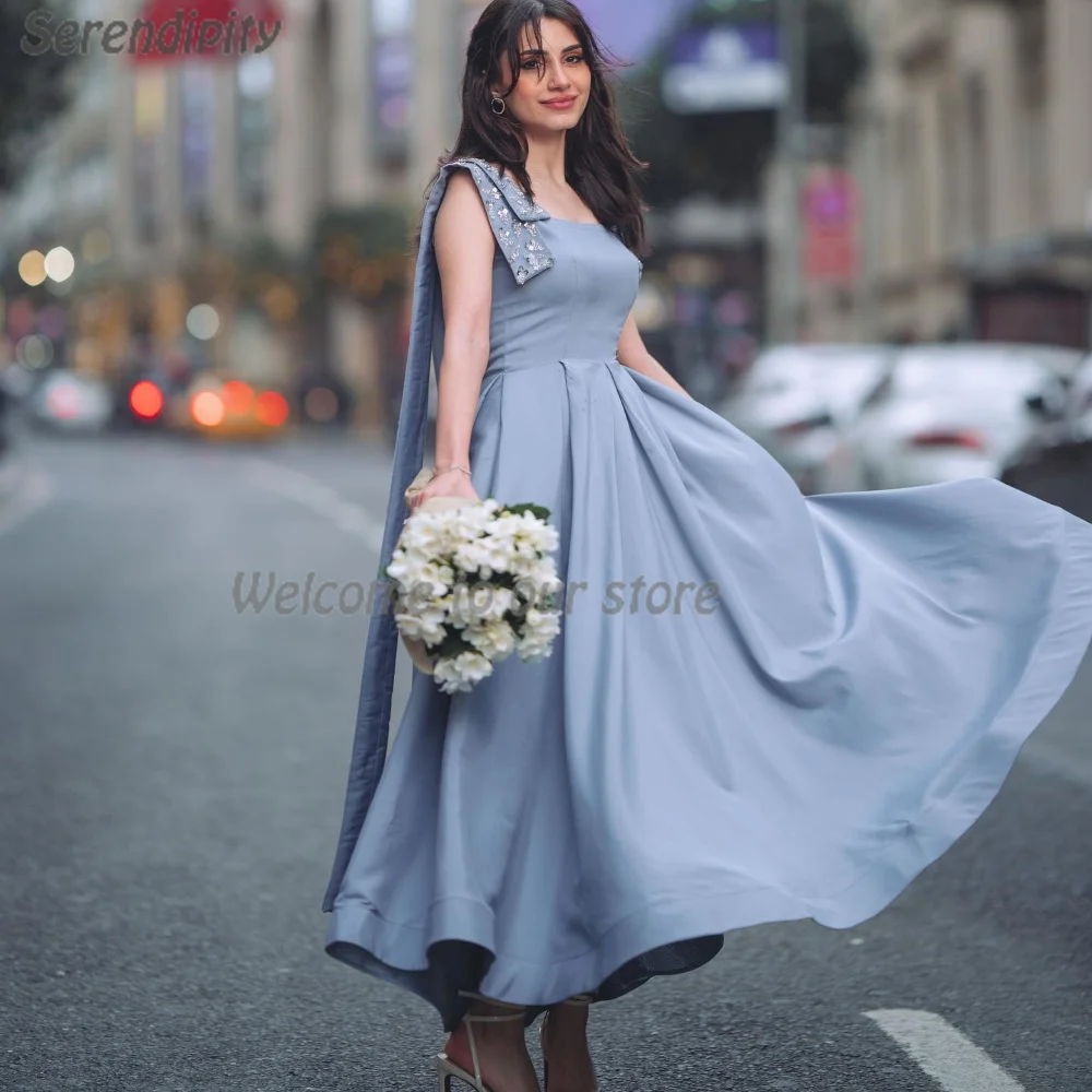 

Serendipity Evening Dress A-Line Arabia فساتين سهرة Square Collar Elegant Sequined Cocktail Prom Gown With Shawl For Women 2024