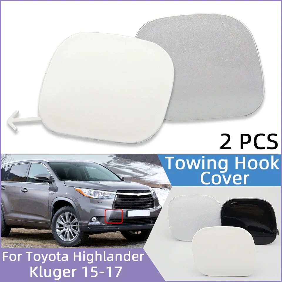 

2Pcs For Toyota Highlander Kluger 2015 2016 2017 Car Front Bumper Towing Hook Cover Lid Tow Hook Hauling Eye Trailer Cap Garnish